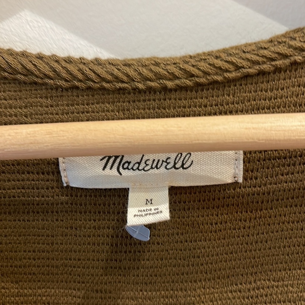 Madewell Texture and Thread Balloon Sleeve Ponte Dress in Olive Green NWOT - Picture 7 of 12